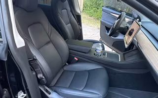 2023 Tesla Model Y Long Range AWD in Solid Black, Front Seats